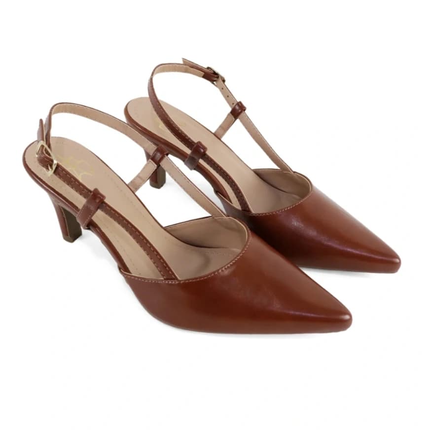 Slingback CK caramelo em vista complementar